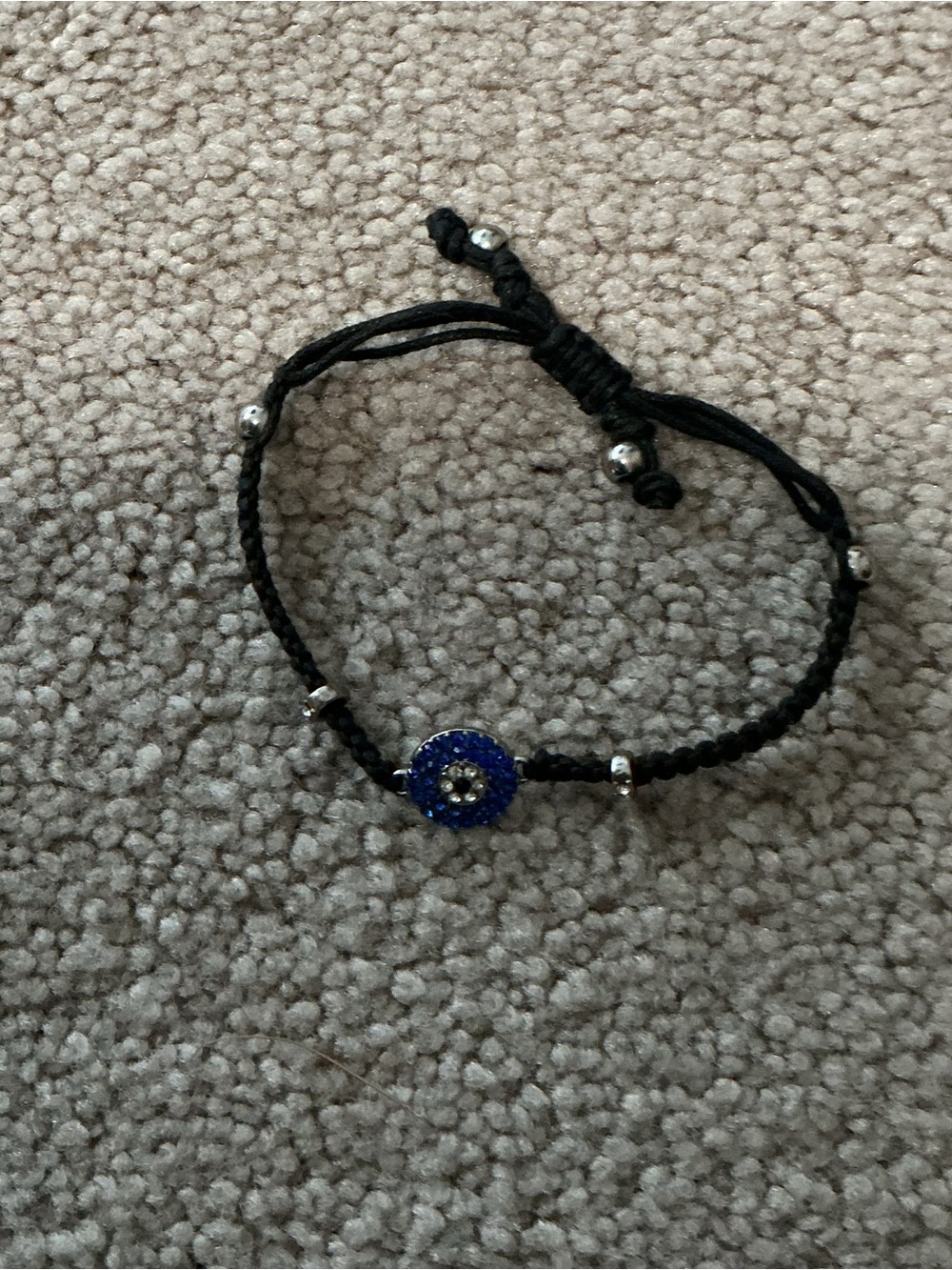 BLACK CORD ADJUSTABLE “EVIL EYE” STRING BRACELET- NWOT